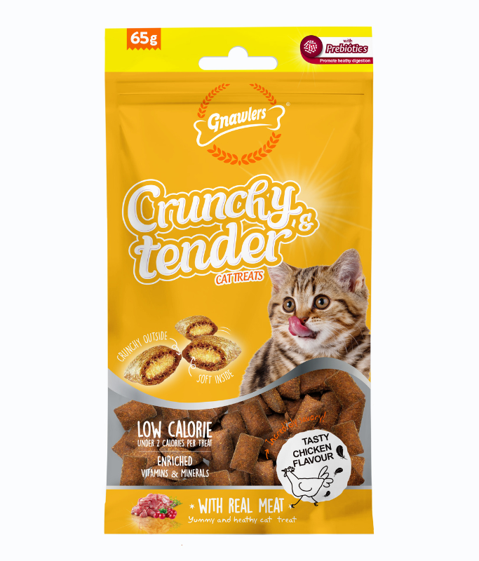 Gnawlers Crunchy & Tender Cat Treats 65g -