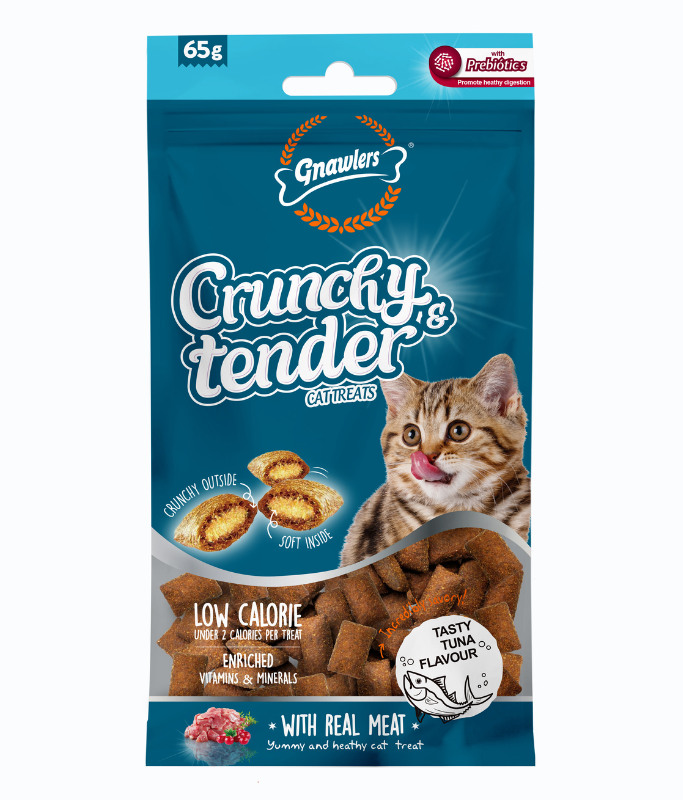 Gnawlers Crunchy & Tender Cat Treats 65g -