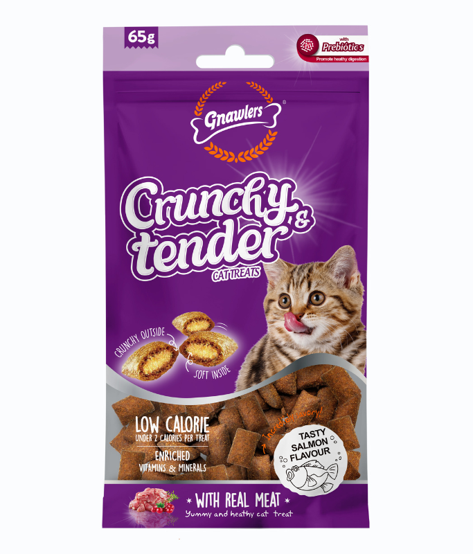 Gnawlers Crunchy & Tender Cat Treats 65g -