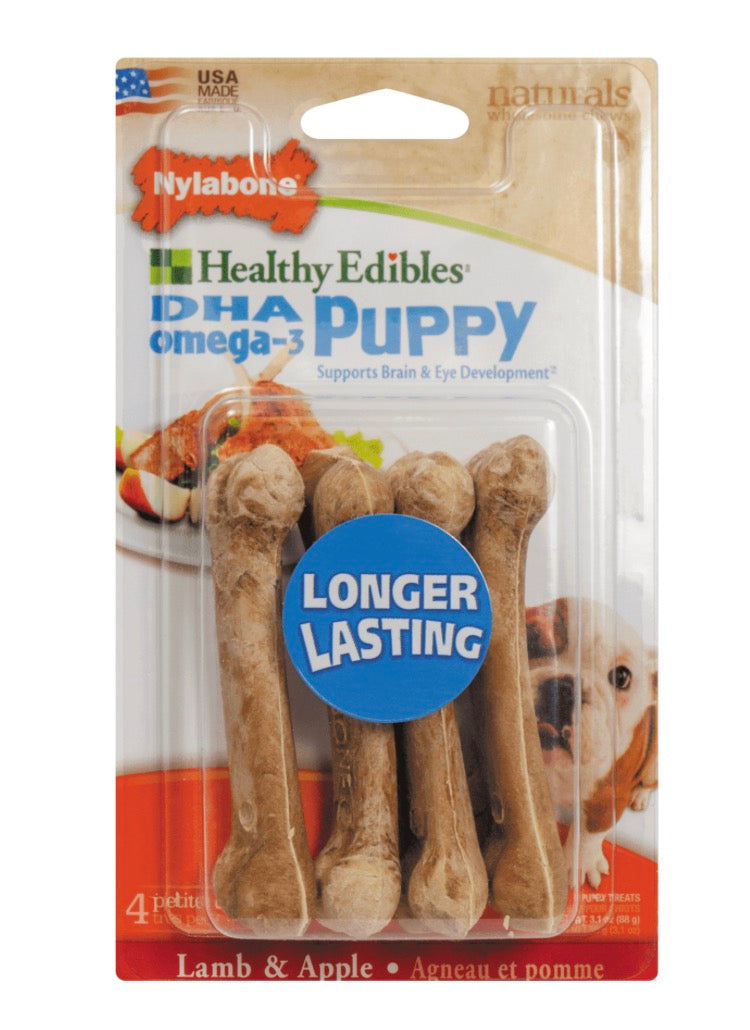 Nylabone Healthy Edibles Puppy Lamb & Apple 4 count Blister Card Petite