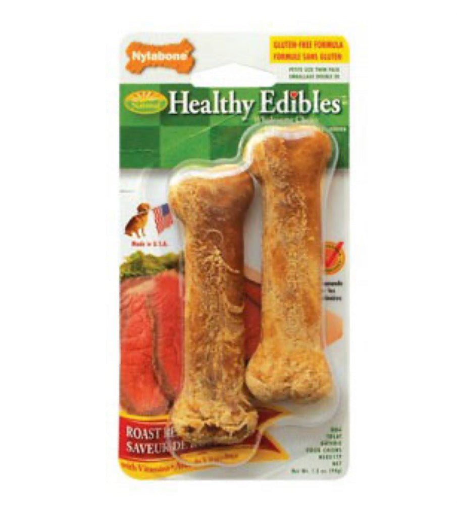 Nylabone Healthy Edibles Longer Lasting Roast Beef Twin Pack Blister Card