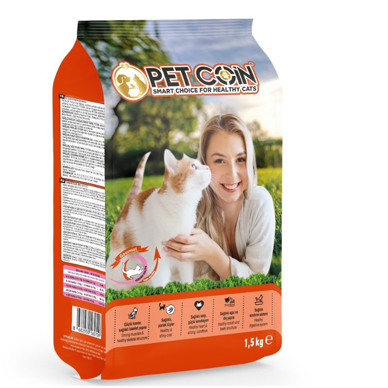 Petcoin Cat Food - Adult Cat Gourmet Chicken, Salmon & Lamb-1.5Kg